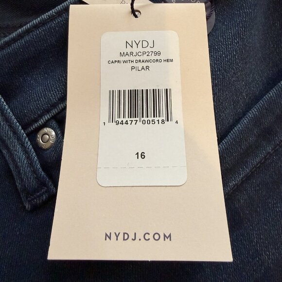 NYDJ Capri With Drawcord Hem Pilar Regular 16 Blue Dark Wash MARJCP2799 - Picture 9 of 15